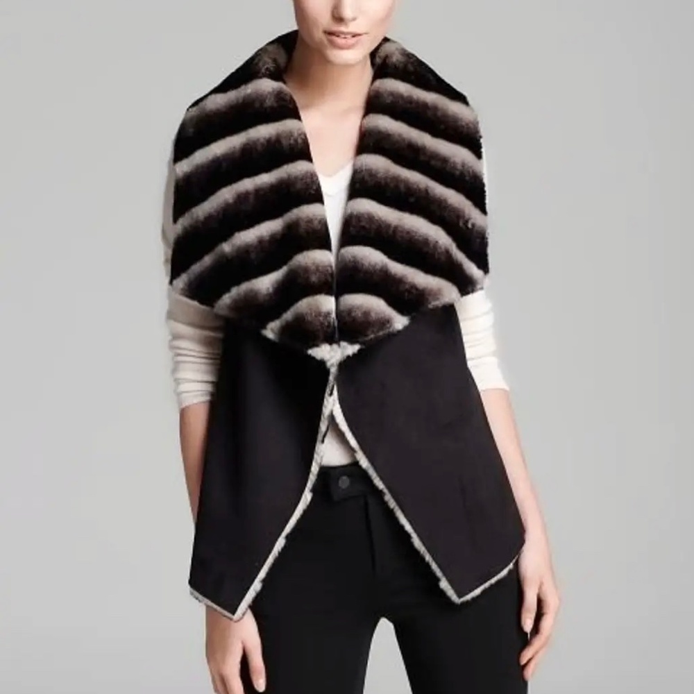 $395 Sam Edelman Fur Suede Reversible Jacket Vest Women’ Size M